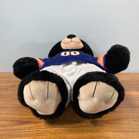 Build a Bear Lil Night Sky Black Tan 17" Bear Cub in Blue Orange Football Outfit - Picture 6 of 11